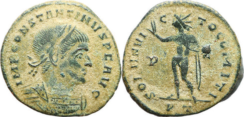 Ancient Roman coin of Constantine I The Great minted in Ticinum